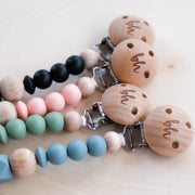 Wood Beaded Pacifier Clips