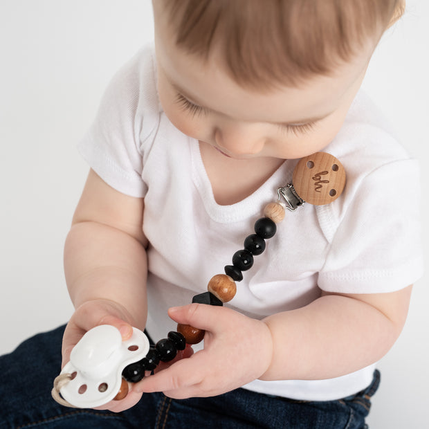 Wood Beaded Pacifier Clips