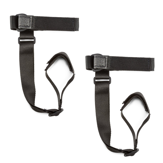2 pack of BooginHead SippiGrips in black with adjustable straps. Keep bottles and sippy cups clean and off the floor with the cup holder straps. Attaches toddler sippy cups, bottles or toys to a highchair or stroller. 