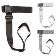 3 pack of  BooginHead SippiGrip in black, gray and dark gray GoGo Chevron and gray and white Chevron  with adjustable straps. Keep bottles and sippy cups clean and off the floor with the cup holders. Attaches toddler sippy cups, bottles or toys to a highchair or stroller. 